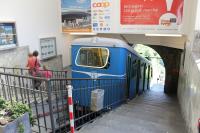 Funicular car No.2 standing in Orselina, the upper terminus of the Locarno Funicular. The scenic run down to the city centre passes through botanical gardens, over a high viaduct and through a tunnel.  <br><br>[Mark Bartlett 24/06/2016]