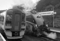 A4 60009 masquerading as 60004 William Whitelaw, at Falkirk High to celebrate the 150th anniversary of the Edinburgh & Glasgow Railway.<br><br>[Bill Roberton 16/02/1992]