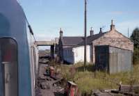 View from the Branch Line Society's Lothian & Fife Wanderer on 23 August 1980 of Millerhill Station on the stub of the Waverley Route.<br><br>[Bill Roberton 23/08/1980]