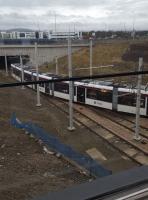 Tight curve at Edinburgh Gateway.<br><br>[John Yellowlees 12/12/2016]