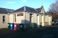 The Old Station Tearoom at Aberlour in February 2017. Once the main station entrance from Victoria Terrace. The station closed to passengers in October 1965. [See image 39095] <br><br>[Andy Furnevel 01/02/2017]