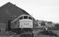 A 'Peak' waits for the cutter's torch at MC Metals yard adjacent to St Rollox Works, Springburn, in 1993. The track itself would be lifted around 1997.<br><br>[Bill Roberton //1993]