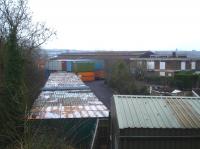 Looking south along the former Warsop Main Colliery branch, where a number of Class 56 & 58 loco's were once stabled at weekends, towards the still extant former Shirebrook diesel maintenance depot [see image 1241]. The entire yard is now almost filled with double stacked shipping containers.<br><br>[David Pesterfield 08/02/2017]