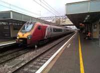 A Voyager at MK Central heading for London - there seemed to be such a service every two minutes. Something to do with Christmas, perhaps. [see image 46577]<br><br>[Ken Strachan 23/12/2016]