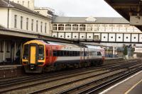 South West Trains 158-882 signalled on to the Romsey line with a train for Salisbury.<br><br>[Peter Todd 11/01/2017]