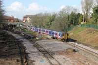 Pre-electrification work at Poulton-le-Fylde is taking place during winter weekends in 2017. The old Down loop has been removed along with other clearance work. 150214 leads a Hazel Grove service away from the shortened island platform on 1st March 2017. [See image 28706] for the same location in 2010. <br><br>[Mark Bartlett 01/03/2017]