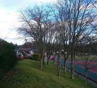 A view of the former Deeside line in Banchory,  the new house being built is directly behind me, the line to Aberdeen continued to the east directly in front where the bungalow is now.<br><br>[Alan Cormack 10/03/2017]
