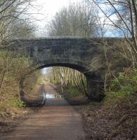 Stirling and Dunfermline line now a walkway east of Dunfermline Upper. This view looks east to Touch North Junction.<br><br>[John Yellowlees 10/03/2017]