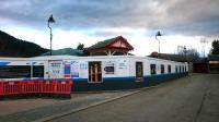 Ballater station this morning, still a long way to go until it's rebuilt. The old photographs on the screening are very interesting.<br><br>[Alan Cormack 16/03/2017]