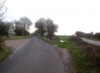 Peasmarsh Somerset. Slightly South of Donyatt [see image 56769], the trackbed is covered by the A358; this is where the two rights of way part company. The cyclepath is very badly signposted, the best marker being a signpost on the other side of the road to 'Chilworthy 1/2'. The cyclepath will soon jink right to avoid a sewage works built on the trackbed. <br><br>[Ken Strachan 04/03/2017]