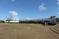 <I>Circle the wagons!</I>. Looking a little like a scene from a Western film, a St Kitts Scenic Railway train sits on the La Vallee turning circle, the present limit of operations. At this point train passengers transfer to buses to return to Basseterre by road while those who have arrived on the buses return by train along the Atlantic coast.<br><br>[Mark Bartlett 18/02/2017]