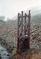 This is the stump of the up starter at Glenlochy Crossing seen in 1994. The view looks east.<br><br>[Ewan Crawford //1994]