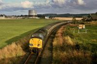 Heading back to Perth, 37026 leads the 'Ayr - Aberdonian' tour away from Forfar on 19th September 1981.<br><br>[Graeme Blair 19/09/1981]