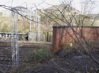 View north west over Uddingston Junction from the point where the GBH&C trackbed ceases to be accessible until it reappears after Old Mill Road on the approach to Uddingston West.<br><br>[Colin McDonald 24/02/2017]