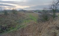 View west from the former Kelso Branch showing the branch to the Charlesfield Munitions Factory (on the left) approaching the former site, now an industrial estate. The junction location is now very overgrown with thorny bushes.<br><br>[Ewan Crawford //1999]