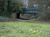 The Bothwell Nature Trail following the track of the former line to Hamilton under Silverwells Crescent and heading towards Craigend Viaduct.<br><br>[Colin McDonald 15/03/2017]