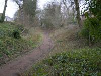 View south from near Silverwells Crescent bridge along the trackbed towards the Clyde and the site of Craighead Viaduct.<br><br>[Colin McDonald 15/03/2017]