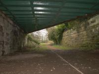 View south from under the Silverwells Crescent bridge towards the river Clyde and the Craighead viaduct. The former railway overbridges which feature in the Bothwell Nature Trail are the best preserved examples of the infrastucture of the GBH&C railway.<br><br>[Colin McDonald 15/03/2017]