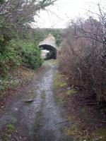 Charlestown Harbour - view up the 'Roparee' former tramway incline - believed to be the end of the 1799 extension of the Elgin Railway to Charlestown. 28 January 2017.<br><br>[Mark Poustie 28/01/2017]