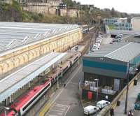 The 1051 Virgin Pendolino service to London Euston via Birmingham boarding at Waverley platform 8 on 24 March 2016. For the old version of the 'sub' platform and canopy [see image 7446].   <br><br>[John Furnevel 24/03/2016]