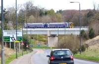 The 0954 ex-Edinburgh Waverley crossing Hardengreen Viaduct on 6 April 2017 on its way to Tweedbank.<br><br>[John Furnevel 06/04/2017]