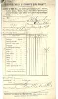 Guard's Way Bill, issued by the Wrexham, Mold and Connah's Quay Railway on August 29th 1893. The document covers the transfer of Horse-Box CLC415 (and presumably the horse) from Wrexham Central to Altrincham at a cost of 14/- (or 70p in today's currency).<br><br>[Ian Dinmore 22/09/2016]