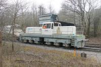 The powerful 6w-6wDH <I>Cracoe</I> working at Rylstone on the Grassington branch in March 2017. The loco is taking a newly arrived train of empty hoppers to the loading plant. <br><br>[Mark Bartlett 28/03/2017]