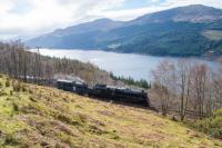 Northbound Black 5s 45212 (leading) and 45407 passing the Glen Douglas 'distant' board with Long Long in the background. <br>
<br>
A pause at Craigendoran Junction had 37518 go from pilot to banker.<br>
<br>
The Jacobite season begins at Easter.<br><br>[Ewan Crawford 10/04/2017]