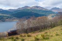 37517 on the rear of a train led by Black 5s 45212 and 45407 heading northbound from Glen Douglas with Long Long and 'The Cobbler' in the distance.<br><br>[Ewan Crawford 10/04/2017]