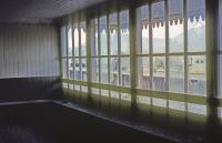 The interior of the waiting shelter on the down platform (northbound) at Hassendean in 1974.<br><br>[Jim Scott //1974]