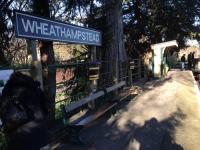 Wheathampstead - Saturday. A short length of platform and a 5-plank wagon on a piece of rail. This has been set up by the local community to remember when the station was open before Beeching. At least close to the station site, if not on it!<br><br>[Veronica Clibbery 25/03/2017]