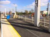 Platform extension work in progress at Southall in April 2017. Quick grabshot from one of the Class 387 EMUs which currently have to use Selective Door Opening until the extensions are finished. A new station building is also being constructed as part of the Crossrail project.<br><br>[Colin McDonald 05/04/2017]