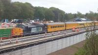 37604 on a NR Test Train sitting in one of the platforms at the then unfinished Tweedbank station prior to making the return journey north to Edinburgh over the then unopned Borders Rail on 12/5/15.<br><br>[Jeffray Wotherspoon 12/05/2015]