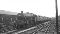 Holbeck Jubilee 4-6-0 45697 <I>Achilles</I> about to enter Carlsle station from the south on 31 July 1965 with the 6.35am Birmingham New Street - Glasgow Central. This train ran via Leeds and the Settle & Carlisle line.<br><br>[K A Gray 31/07/1965]