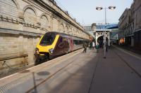 The 1S39 Arriva XC service from Plymouth to Glasgow Central, departs from platform 9 at Waverley on 19 April 2017. My apologies to the driver for failing to acknowledge his friendly wave as he set off.<br><br>[John McIntyre 19/04/2017]