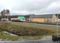 Progress at Grantown-on-Spey East station on 27 April 2017. View north from a vantage point alongside the A95. [See image 26143]  <br><br>[Andy Furnevel 27/04/2017]