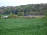 Just east of the former Gilling Station a goods yard loading platform is still in situ on the south side of the line, as noticed across a field when approaching the village from the north side. The driveway entrance sign to the converted former goods shed [See image 55079] shows it is now called 'The Engine Shed'. <br><br>[David Pesterfield 21/04/2017]