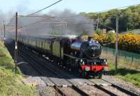 <I>Jubilee</I> 45699 hauled the Grange-over-Sands to Bristol leg of the Great Britain X railtour on 5th May 2017, which was Day 7 of 9. After touring Scotland GB X was scheduled to visit Penzance before finishing at London Paddington. <I>Galatea</I> is seen passing Woodacre at the start of the Day 7 journey. <br><br>[Mark Bartlett 05/05/2017]