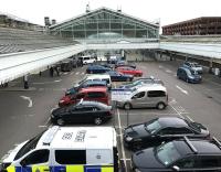 The internal station car parking area at Aberdeen, built over the former <I>Great North</I> bay platforms 10 and 11. View is south from Guild Street bridge on 18 April 2017.<br><br>[Andy Furnevel 18/04/2017]