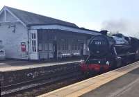 The Great Britain X Railtour, hauled by 45212, passing Inverkeithing.<br><br>[John Yellowlees 02/05/2017]