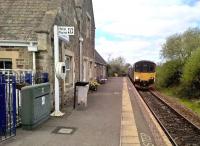 The 15.16 to Exmouth slowing to call at Morchard Road on 15 April 2017 to pick up the photographer and friends for a trip into Exeter. [Ref query 1013]<br><br>[Ken Strachan 15/04/2017]