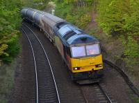 Colas 60002 coasts downhill towards Dalgety Bay with Craiginches - Oxwellmains cement empties.<br><br>[Bill Roberton 11/05/2017]