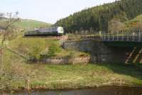 ScotRail 170432 forming the Sunday morning 0911 Edinburgh - Tweedbank about to cross the Gala Water southbound through Galabank on 30 April 2017.<br><br>[John Furnevel 30/04/2017]