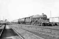 Jubilee 4-6-0 45691 <I>Orion</I> photographed at Johnstone High on Saturday 14 September 1957 at the head of a down 'Starlight Special'. [See image 27077] [Ref query 1014] <br><br>[G H Robin collection by courtesy of the Mitchell Library, Glasgow 14/09/1957]