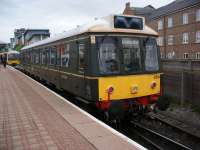 Chiltern Railways green class 121 railcar 121 034 or DX2011B, prepares to operate an additional service at 1639 hrs from Aylesbury to Princes Risborough on Monday 15th May 2017 in the final week of operation of <br>
these units. It will follow the train in front which is the 1629 Aylesbury to Marylebone via High Wycombe.<br>
<br>
<a target=external href=https://www.chilternrailways.co.uk/news/retirement-class-121-bubble-car>Chiltern Railways Retirement of Class 121 Bubble Car</a><br><br>[Douglas Blades 15/05/2017]