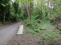 Making sense of old railway locations becomes more like archeology with each passing year. Here, at peevish sounding Auchendinny on the Penicuik line, the platform edge is clear enough but you can just make out where the goods siding crept in behind it in this cramped location. Looking east on 09/05/2017.<br><br>[David Panton 09/05/2017]