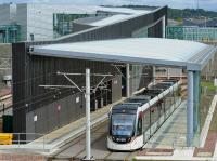 Tram 252 at Edinburgh Gateway tram stop, about to head for the airport.<br><br>[Bill Roberton 21/05/2017]