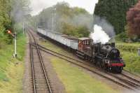 BR Standard Class 2 78018 heading a southbound freight using the <I>Windcutter</I> mineral wagon rake. Seen at Quorn and Woodhouse during a GCR Gala on 6th May 2017<br>
<br><br>[Peter Todd 06/05/2017]