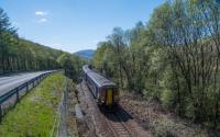 Northbound Sprinter in Glen Falloch about to pass under the A82 south of Crianlarich.<br><br>[Ewan Crawford 05/05/2017]