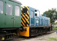 Built at Swindon in 1961 as D2144, this 0-6-0DM spent several years based at Landore, where it became one of a number of the class to receive modified cabs to comply with the restricted loading gauge on the Burry Port and Gwendraeth Valley line up to Cwm Mawr colliery [see image 54535]. Later renumbered 03144, the locomotive is now preserved on the Wenslydale Railway, where it was photographed in the summer of 2012.<br><br>[John Furnevel 09/07/2012]